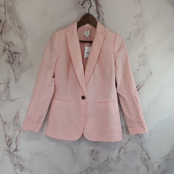 J Crew Blazer Womens 00 2XS XXS Linen Jacket One Button Pastel Summer NEW - Picture 1 of 12